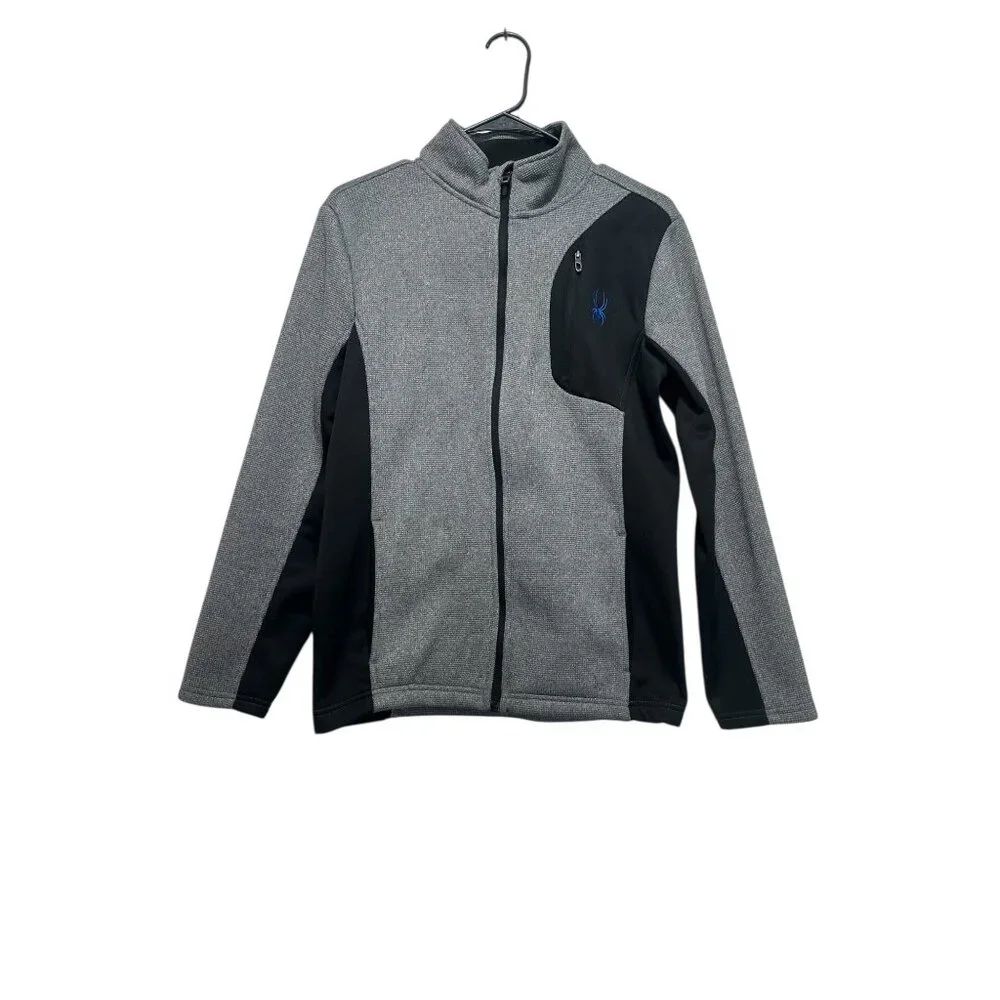 Spyder Raider Polar Tech Jacket Junior Mens XL 18-29 Gray Knit Thermal Outdoors